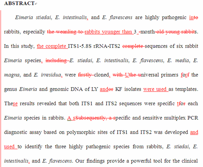 SCI论文英语润色范，Veterinary Parasitology（ IF 2.381）发表案例