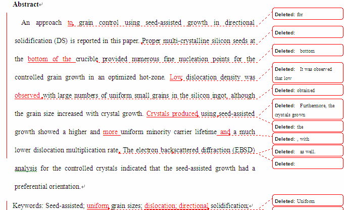 SCI论文英语润 Journal of Crystal Growth（ IF 	1.552）发表案例